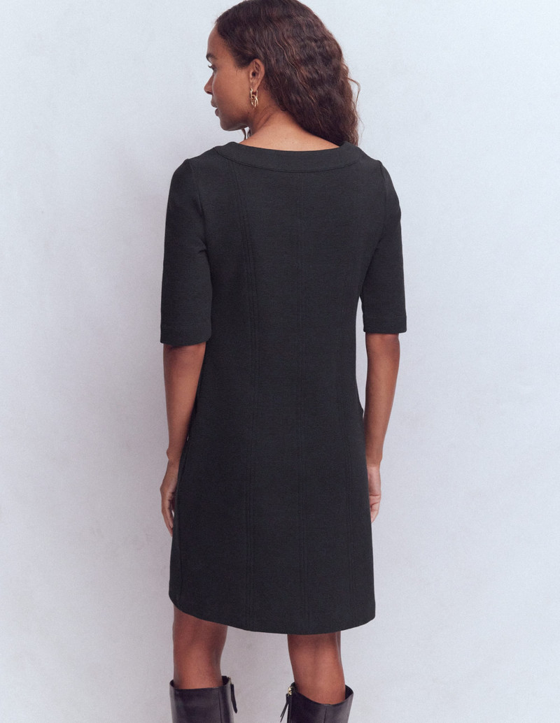 Nessa Ottoman Shift Dress-Black 4