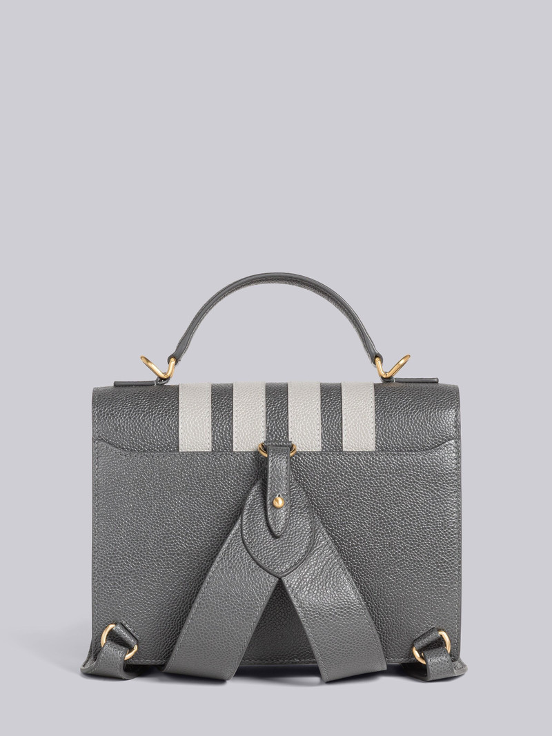 PEBBLE GRAIN LEATHER 4-BAR TOP HANDLE SMALL SCHOOL BAG 4