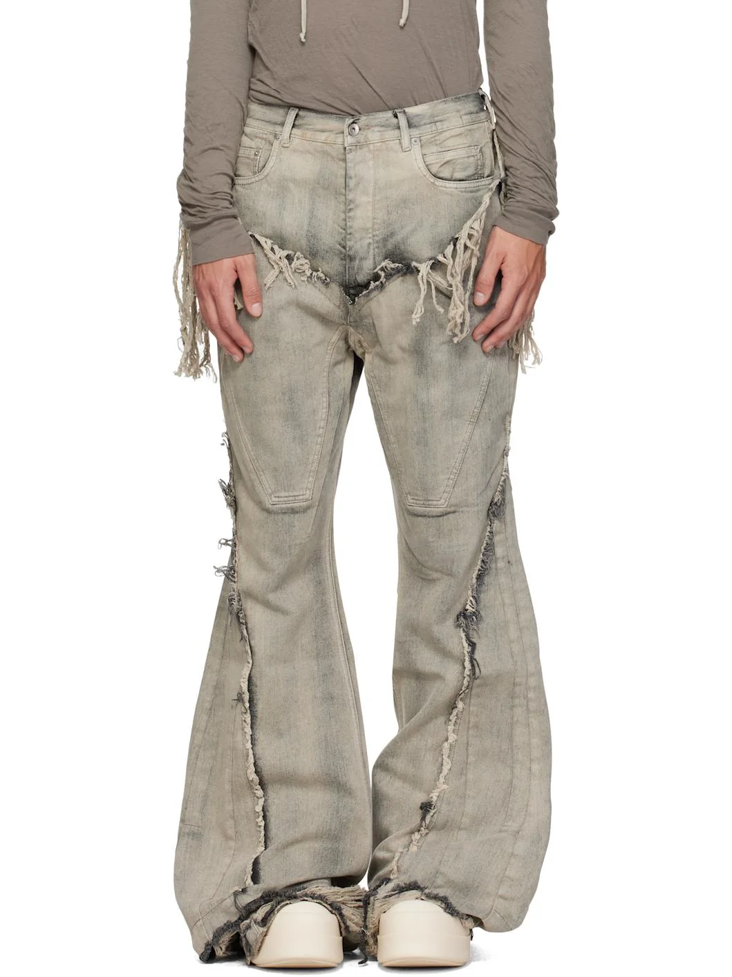 Gray Tower Slivered Bootcut Jeans - 1