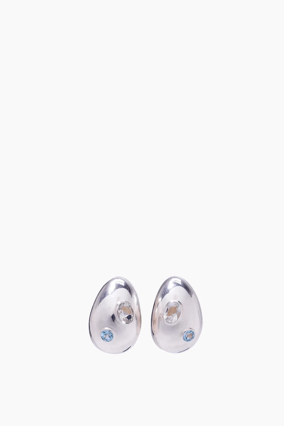 Mini Arp Earrings in Studded Silver - 1