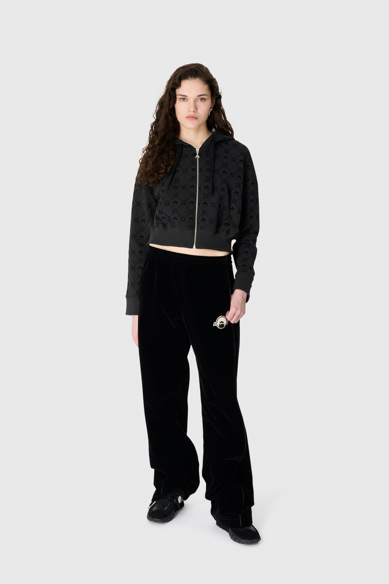 Marine Serre Moonogram Flocked Fleece Cropped Zipped Hoodie outlook