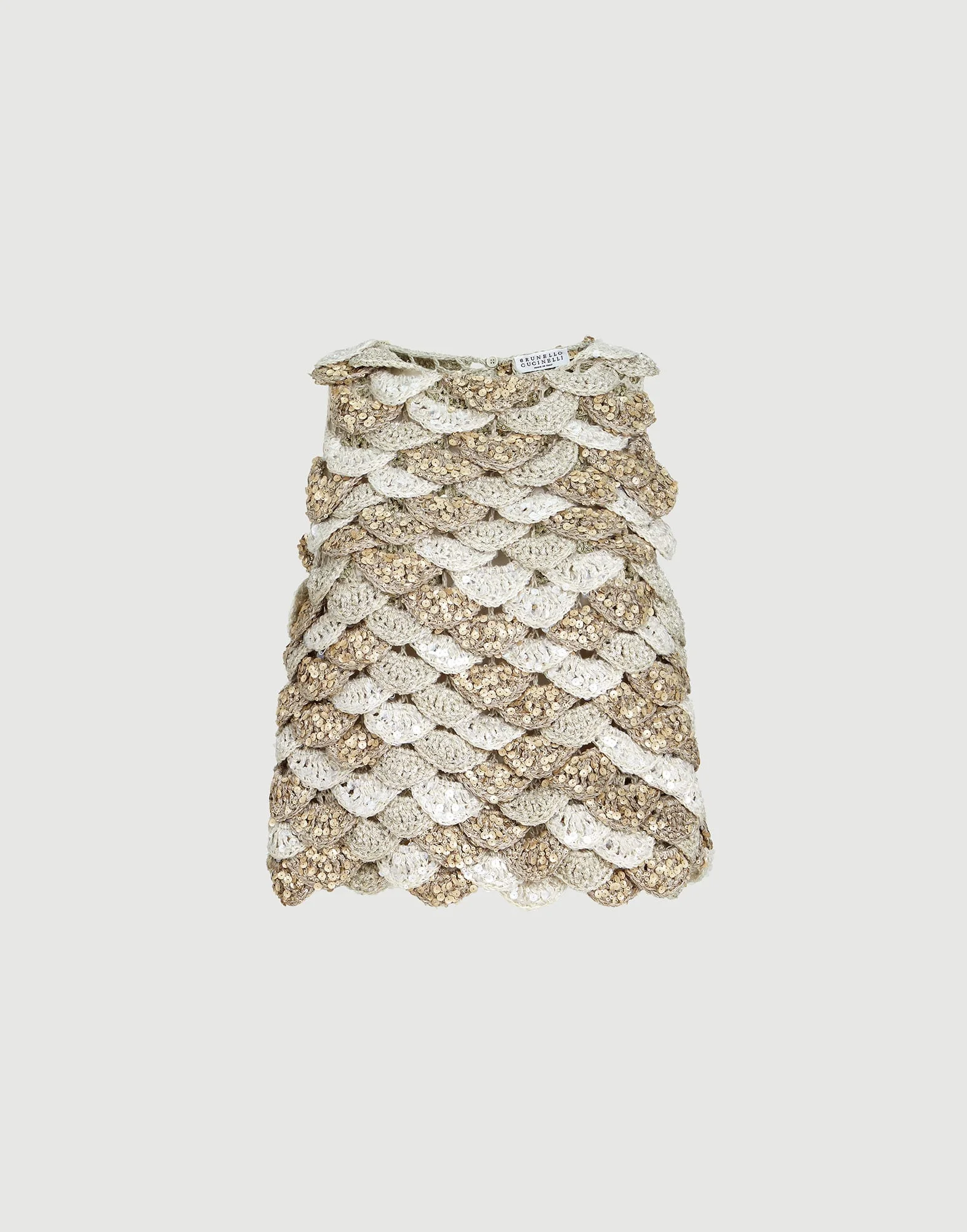 Handmade Dazzling Shell OPERA knit top in jute and cotton - 1