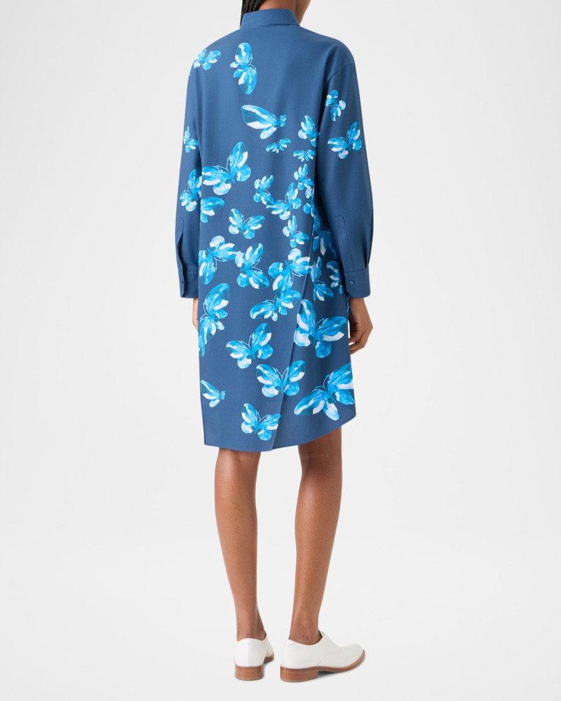 Butterfly-Print Poplin Long-Sleeve Shirtdress 3