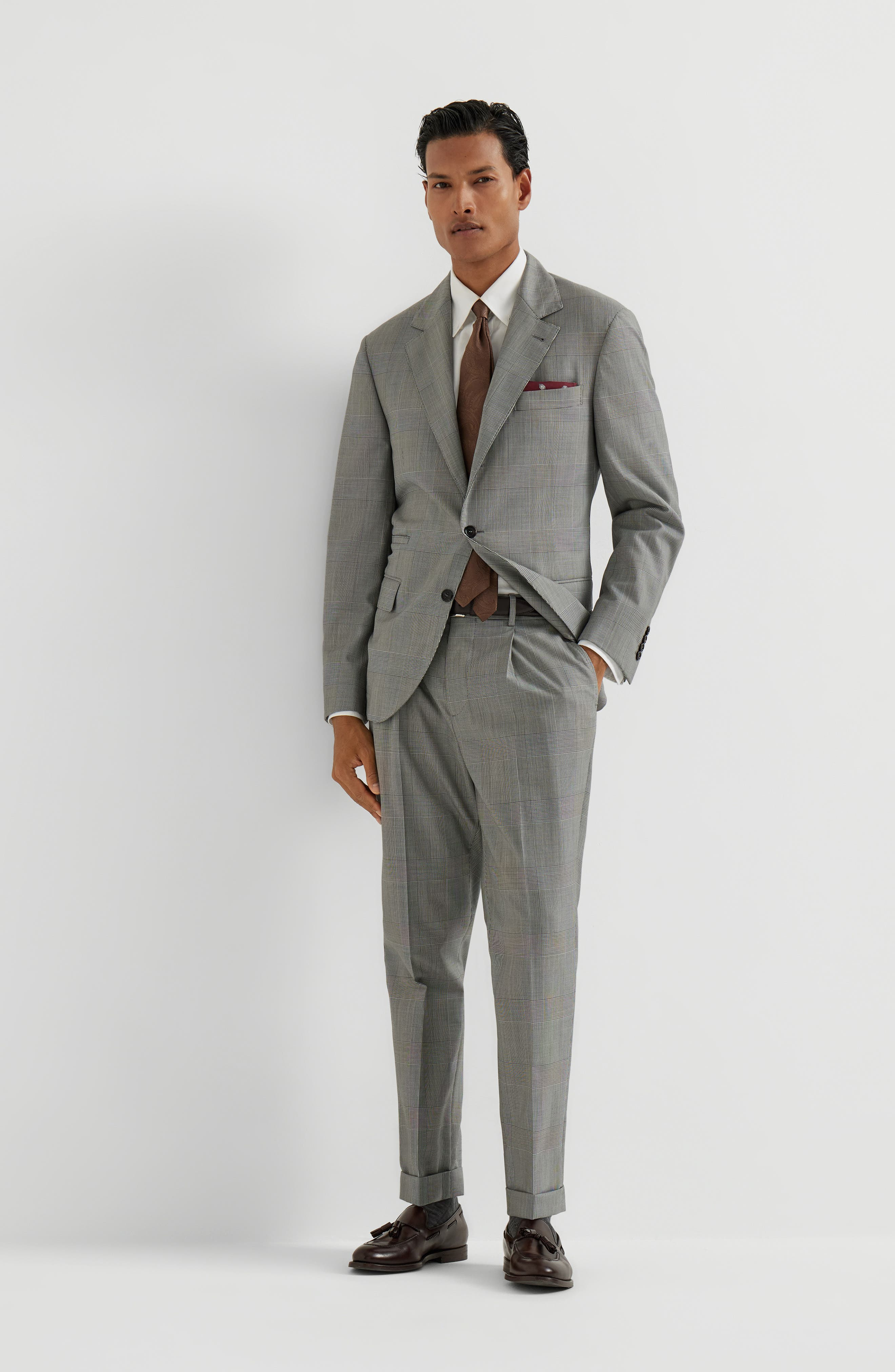 Brunello Cucinelli Prince of Wales trousers in Grey at Nordstrom - 5