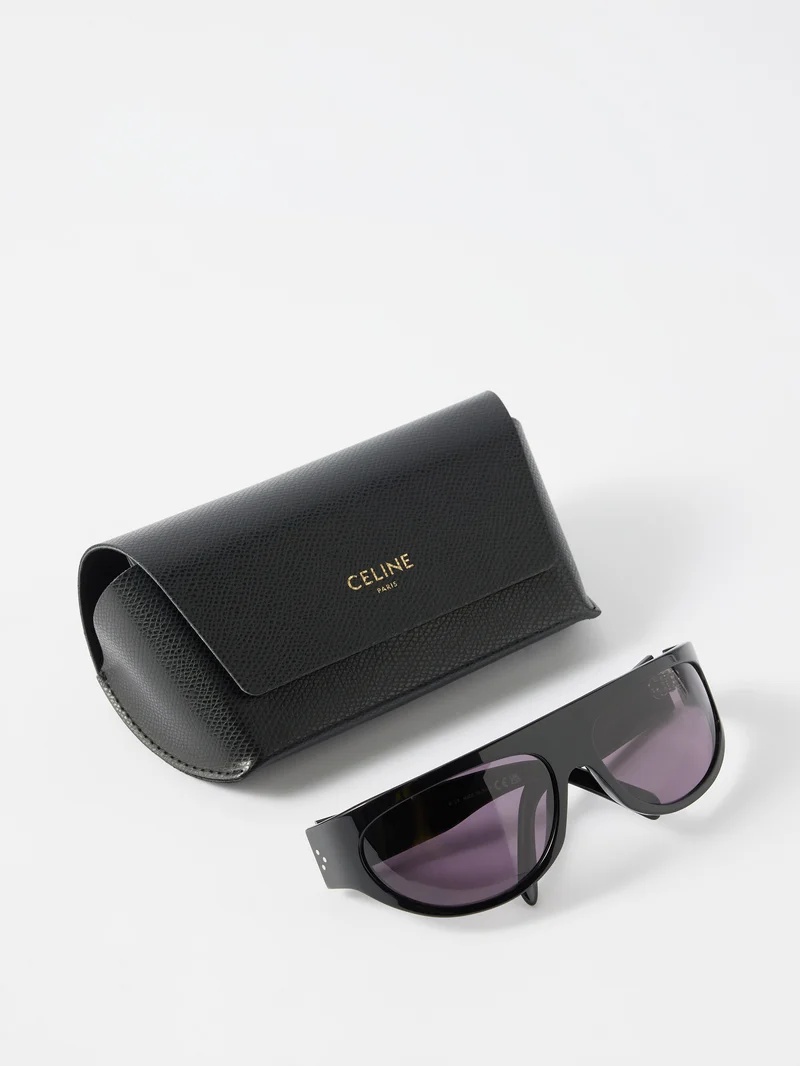 Celine Bold D-frame Acetate Wraparound Sunglasses in Black for Men