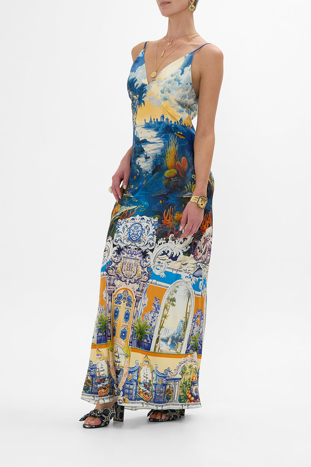 V NECK FULL LENGTH BIAS SLIP DRESS - 4