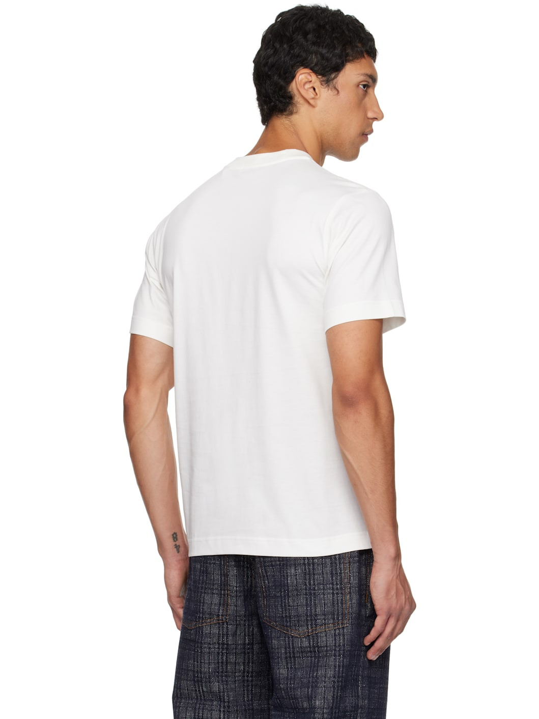 White EKD Check Cotton T-shirt - 3