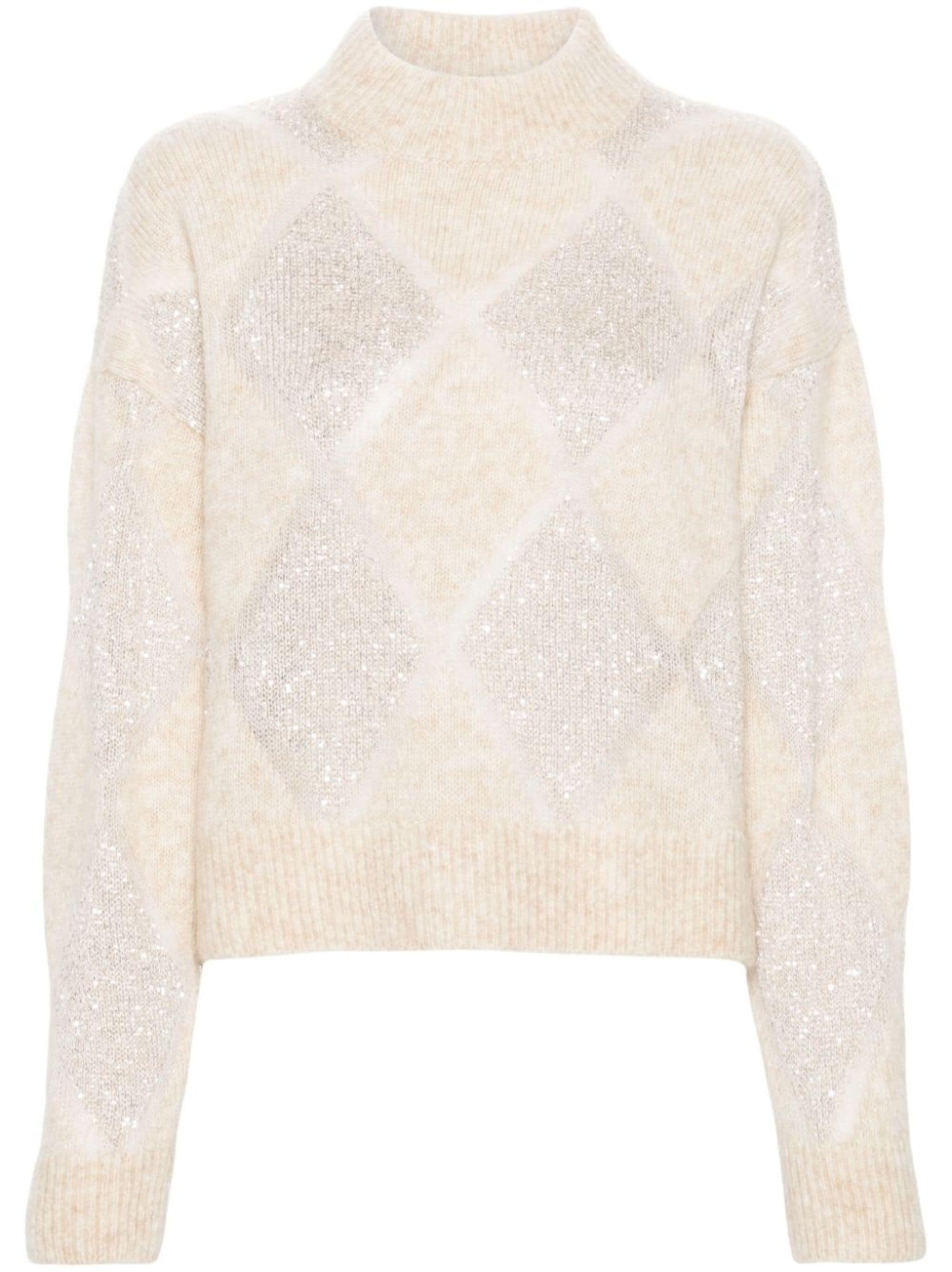 sequined high-neck jumper - 1