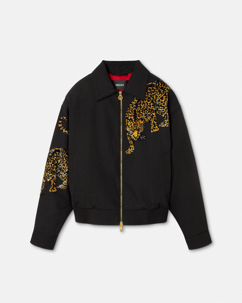 Versace Leopard Mélange Wool Blouson Jacket 1