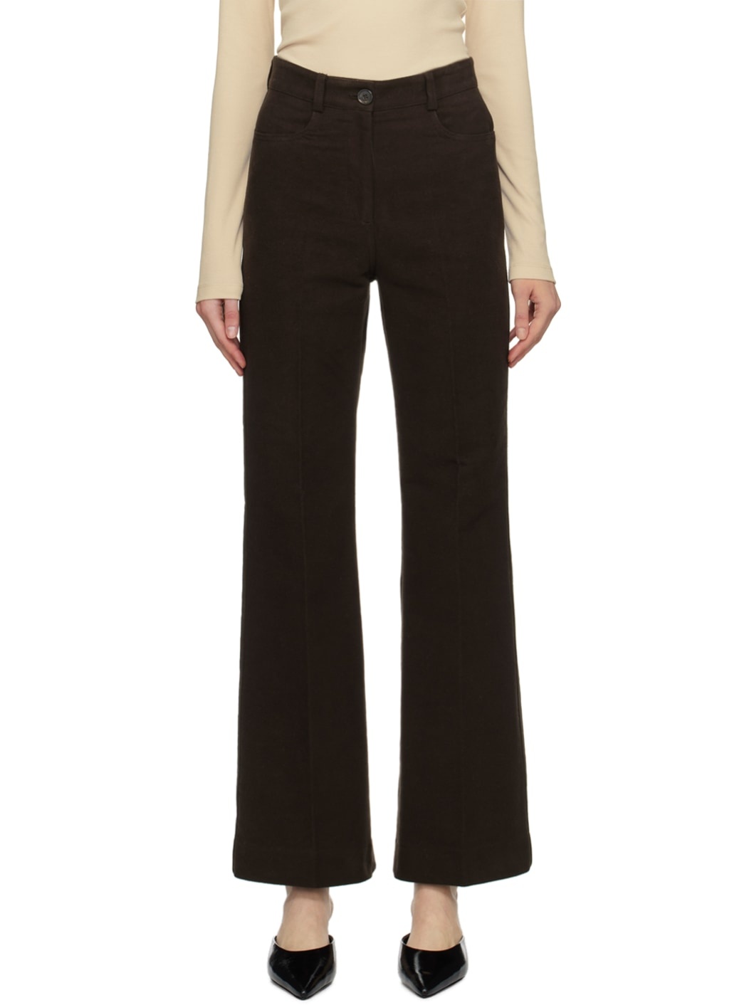 Brown Flared Trousers - 1