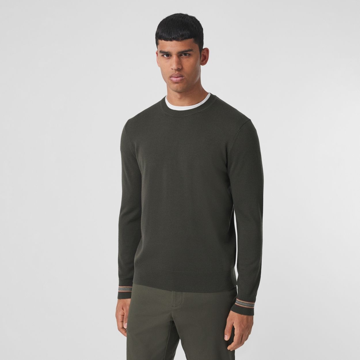 Icon Stripe Trim Wool Sweater - 6