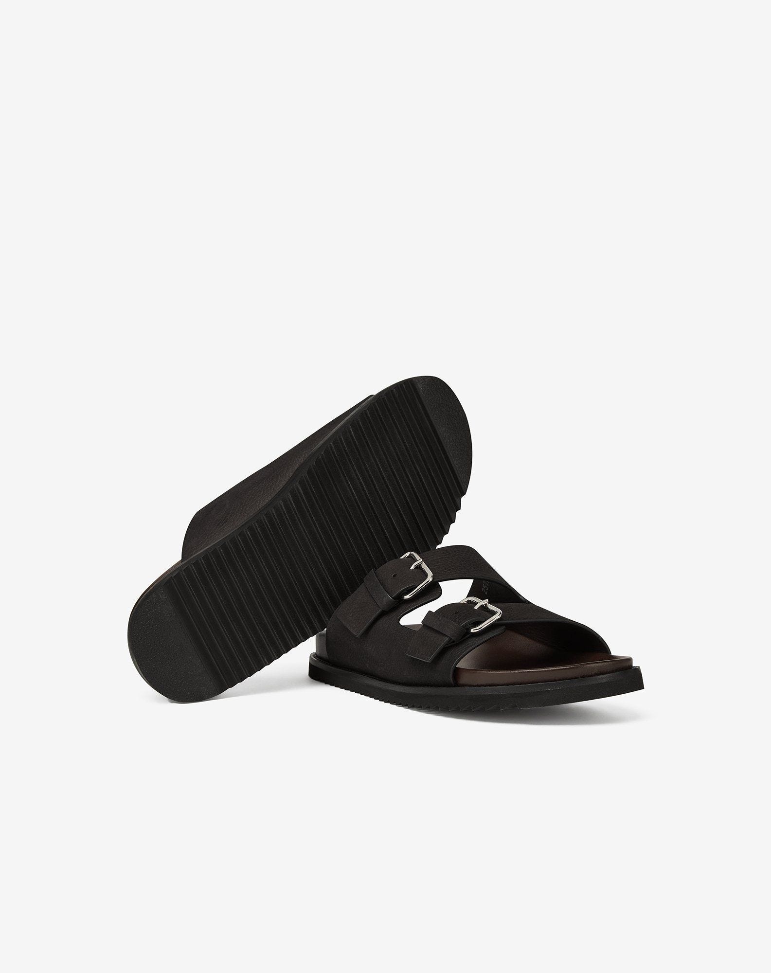 Black leather sandals - 4