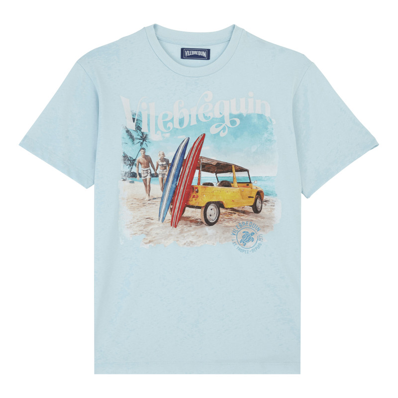 Men Cotton T-Shirt Surf and Mini Moke - 1