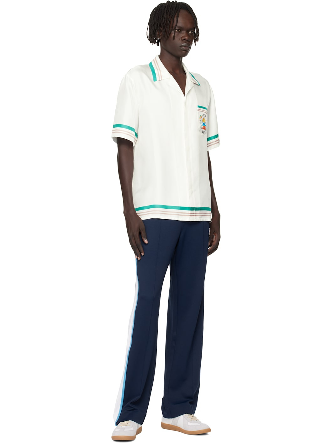 White Open Collar Short Sleeve Shirt - 4