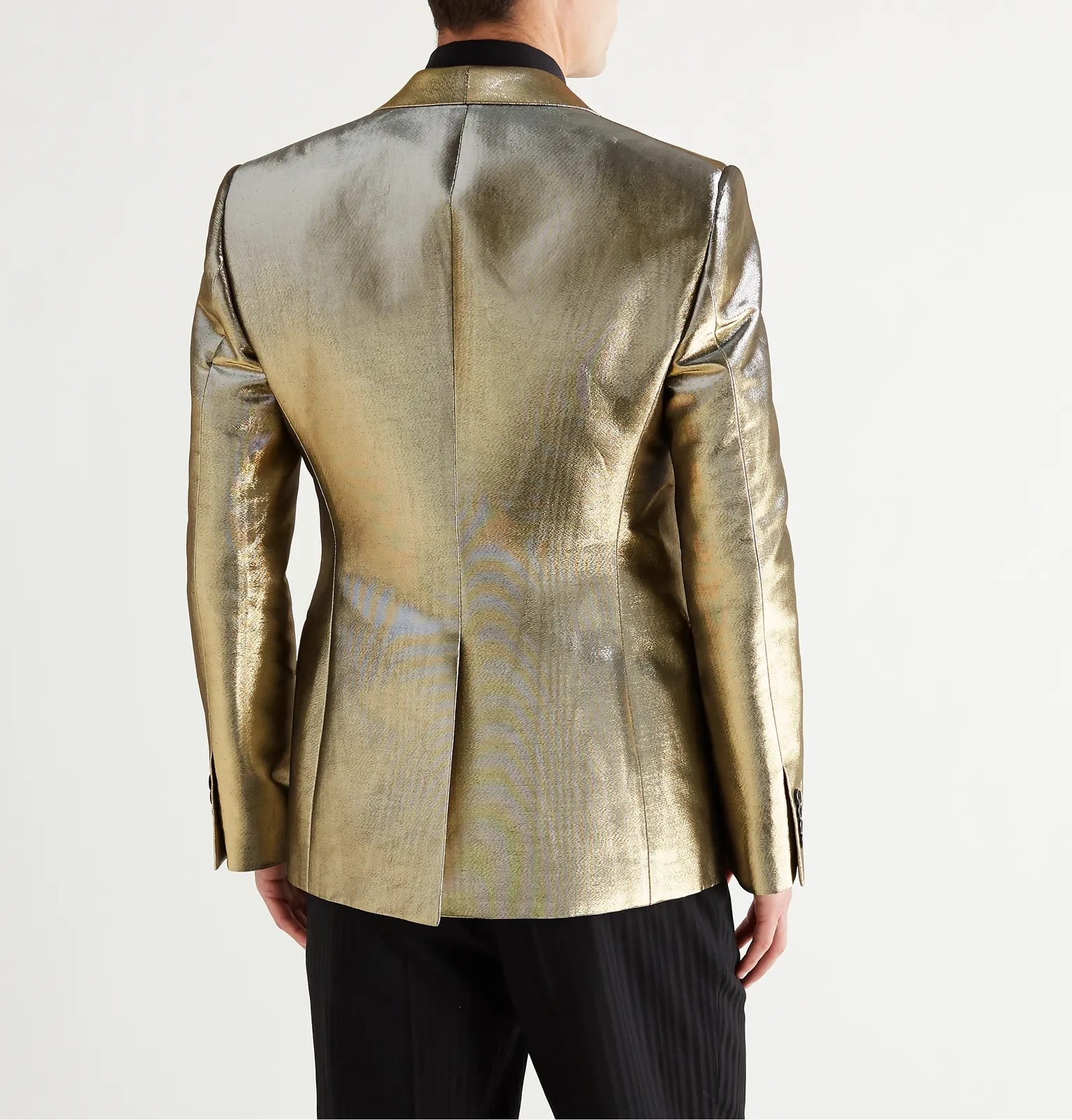 Metallic Cotton-Blend Moire Blazer - 4