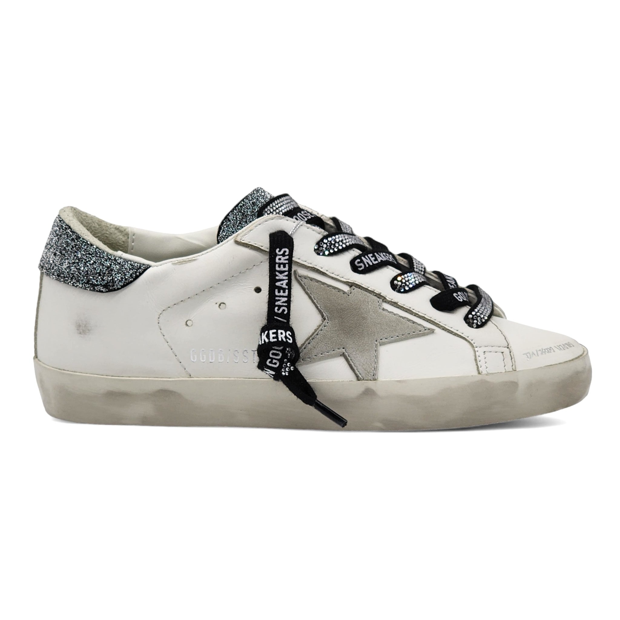Golden Goose Super Star Classic Leather Sneakers with Swarovski Crystals - 3
