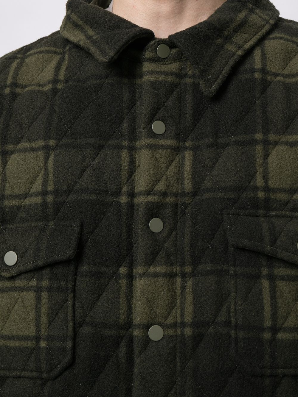 checked padded wool jacket - 5