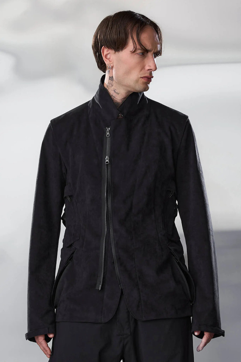 J29-TO Scrim Laced Ultra-Microfiber Blazer Black 12
