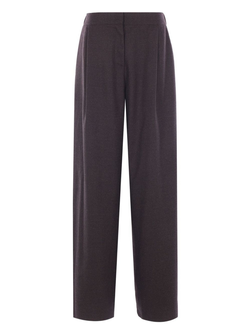 pleated elasticated-waist straight trousers 1