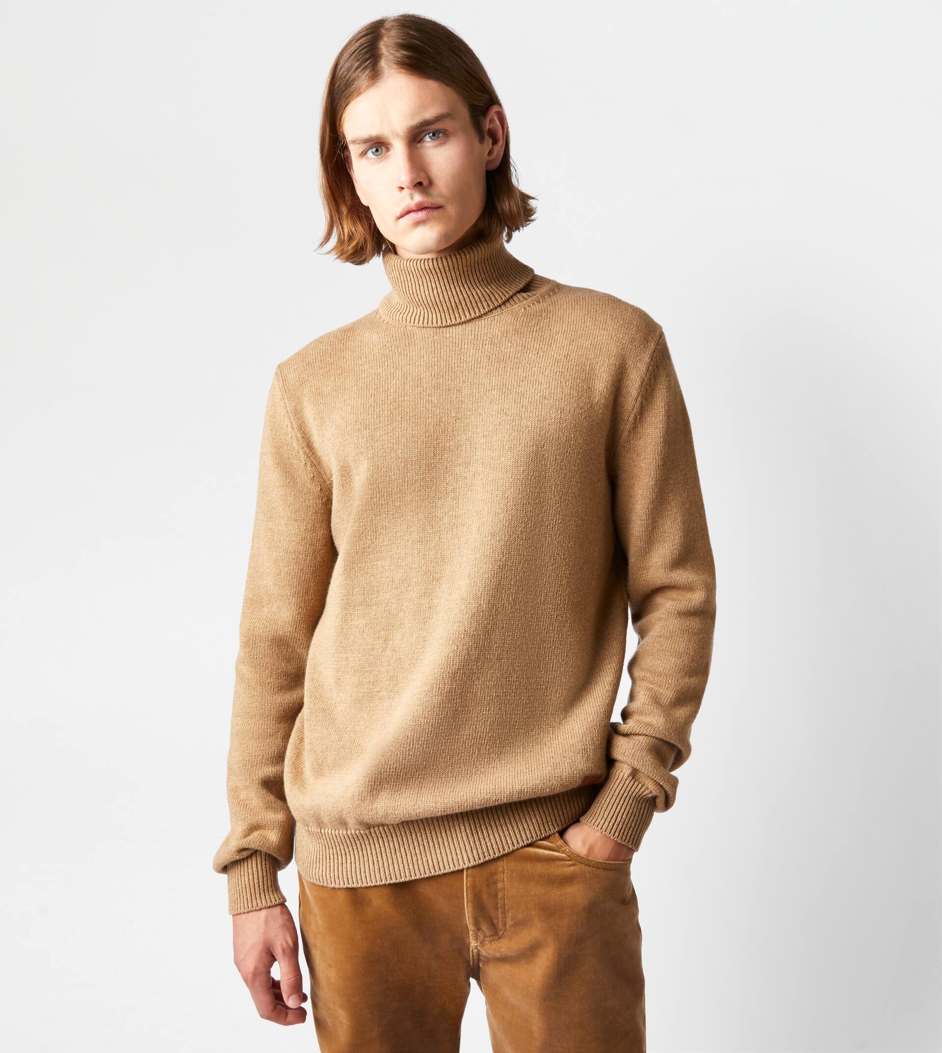 TOD'S CASHMERE BLEND TURTLENECK - BEIGE - 7