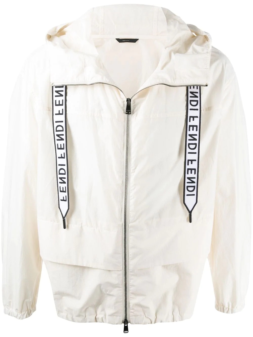 logo-drawstring hooded lightweight jacket - 1