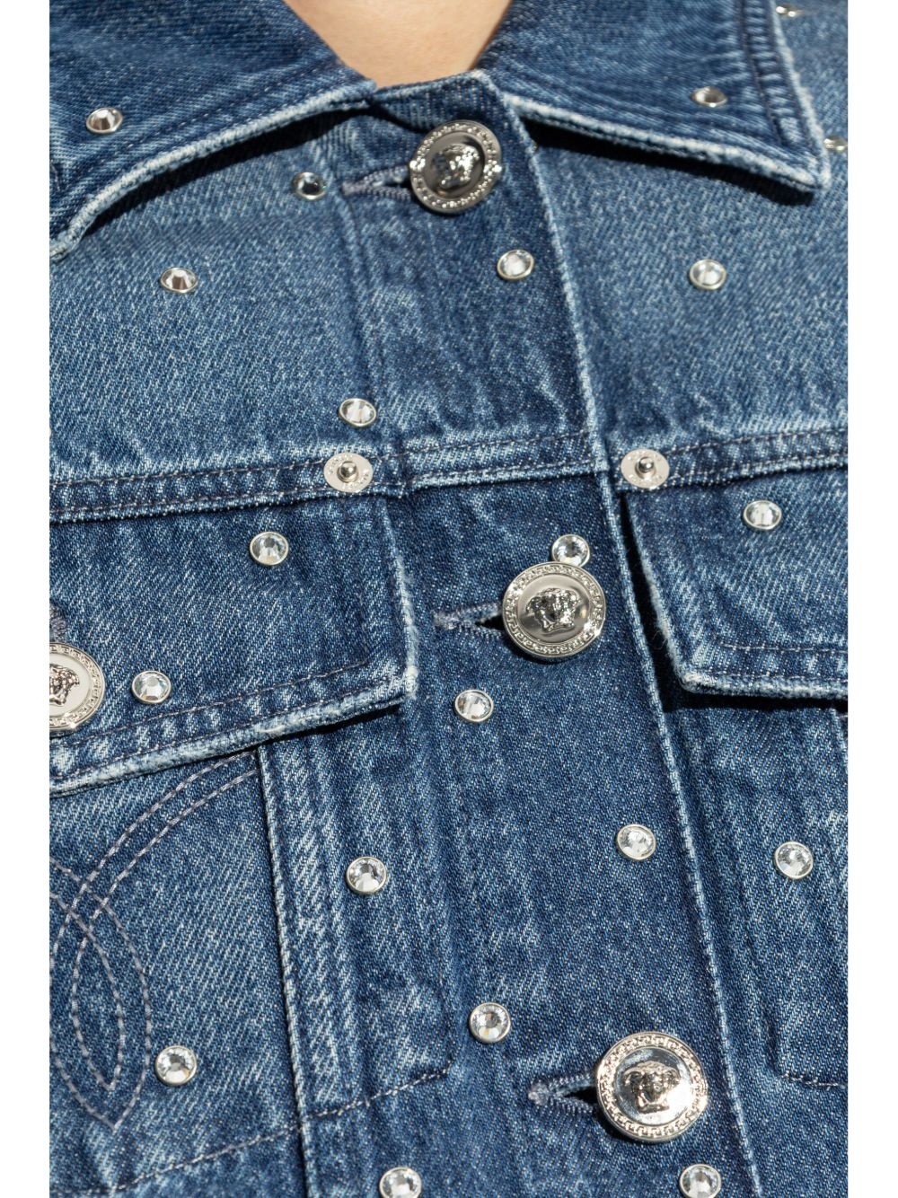 shimmering-appliques denim jacket - 5