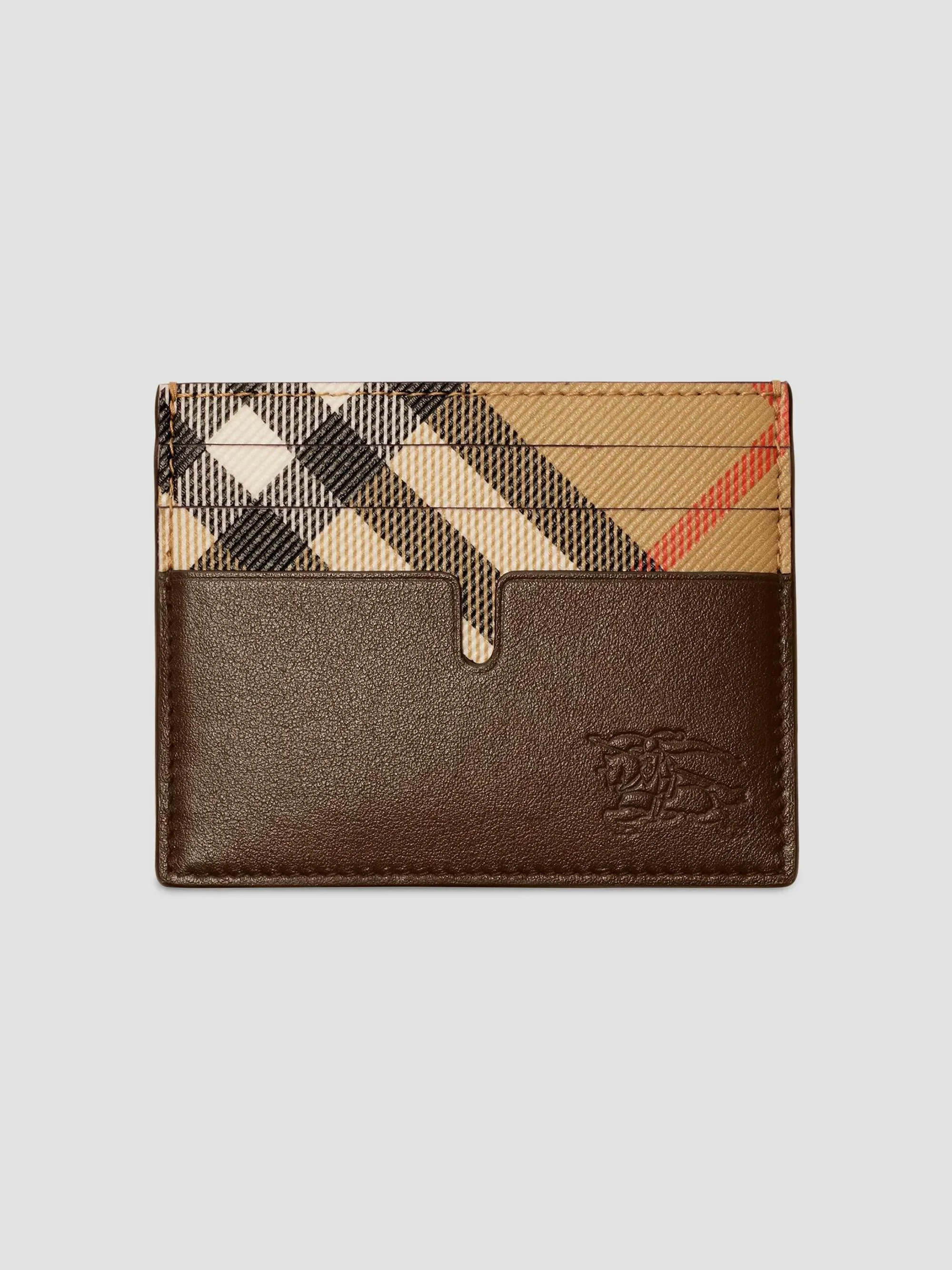 Men's EKD & Check Leather Card Case - Sand - 1