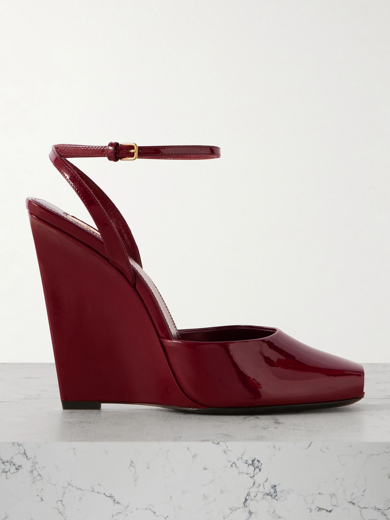 La Scandale patent-leather wedge sandals Burgundy - 1