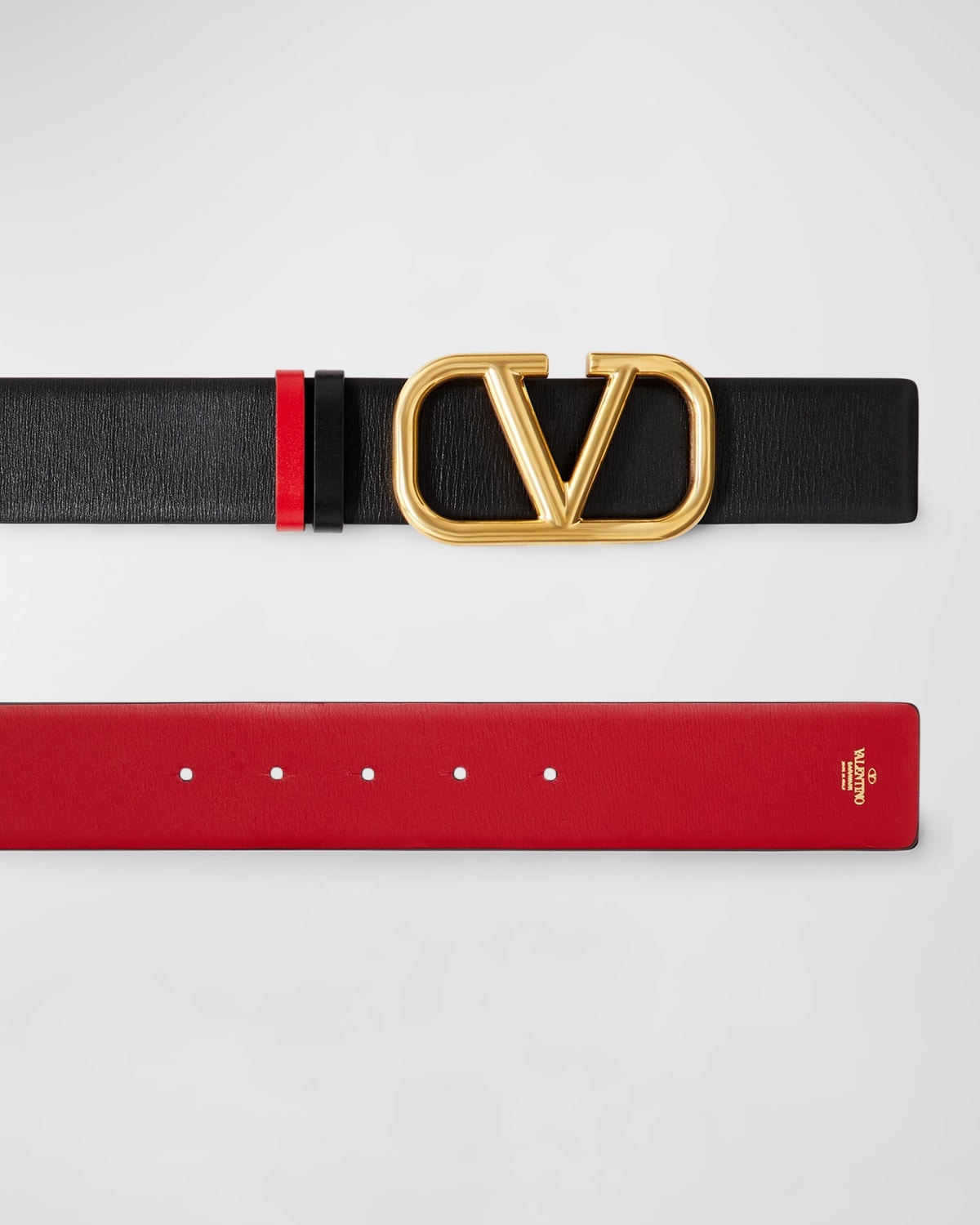 V-Logo Signature Reversible Leather Belt - 4