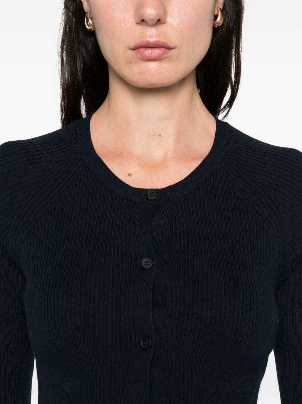 ribbed buttoned cardigan - 5