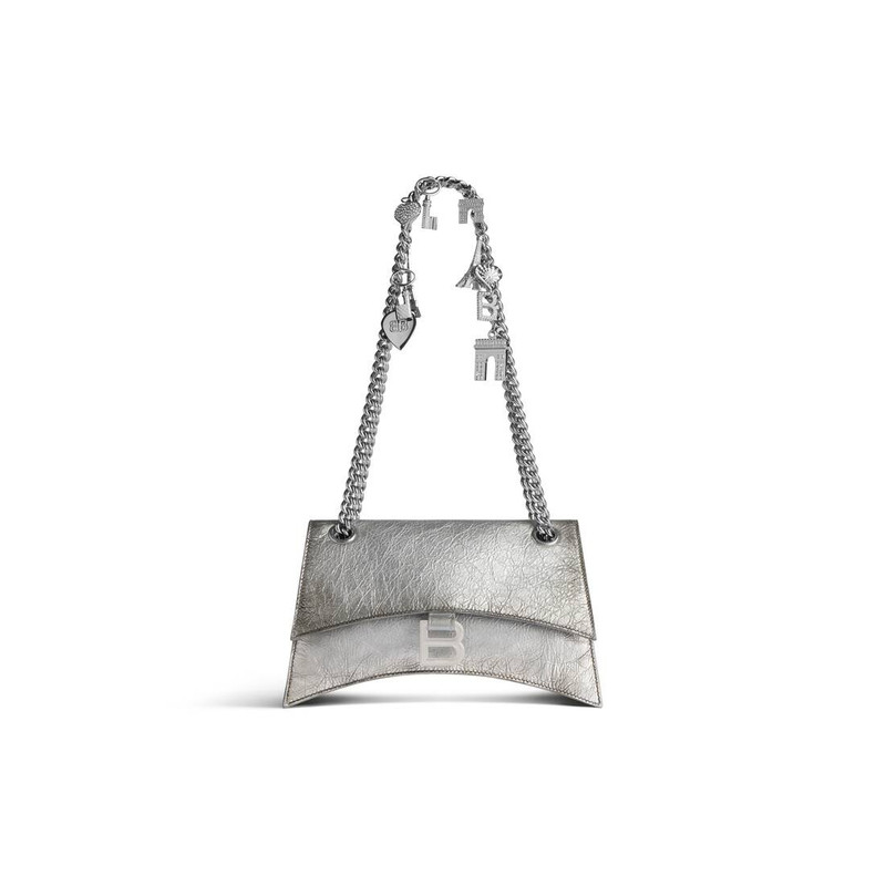 Women's Crush Small Chain Bag Dirty Effect With Souvenirs And Rhinestones in Silver - 1