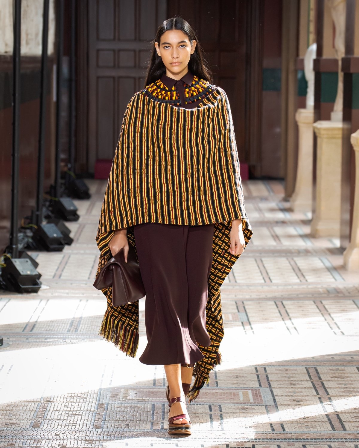 Gasly Rhuana Poncho in Multi Stripe Cashmere - 2