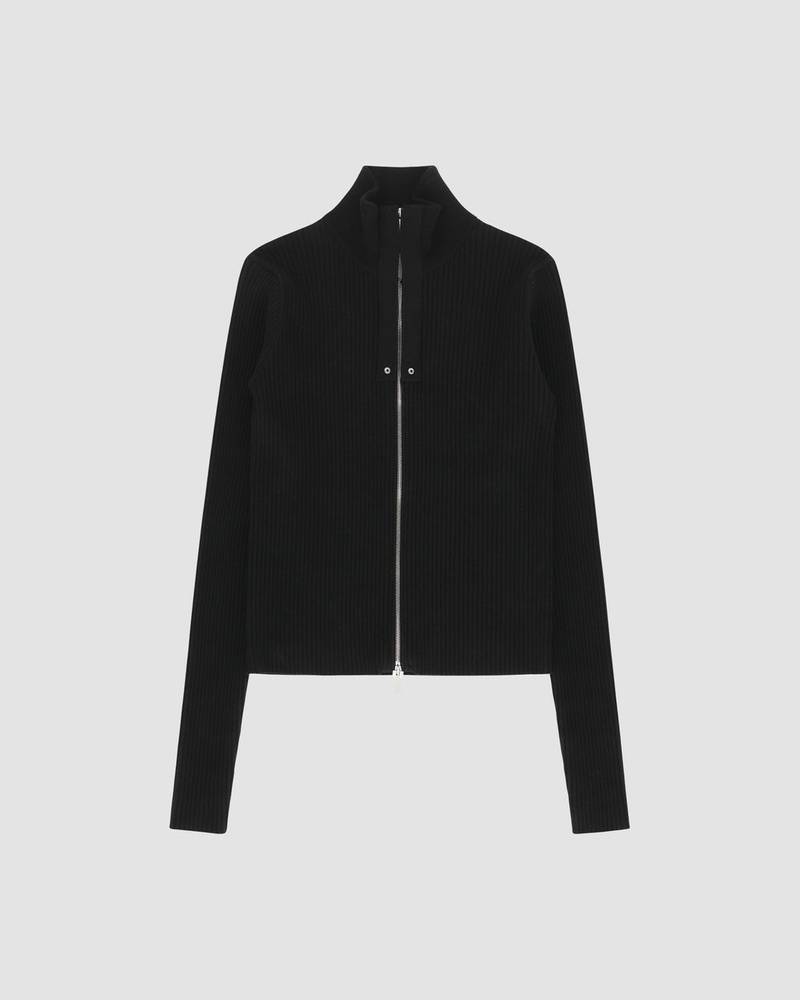 SMALL RIB ZIP UP SWEATER 1