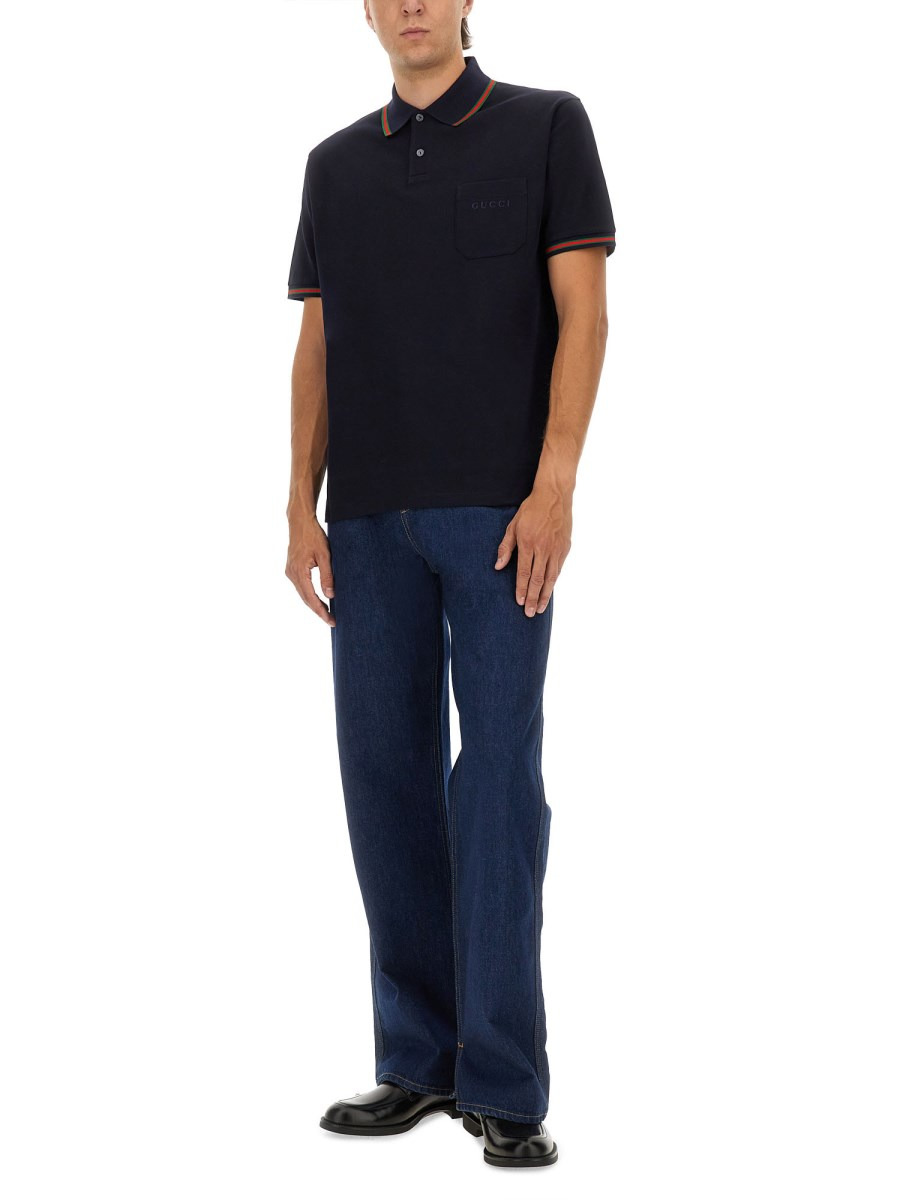 EMBROIDERED STRETCH COTTON POLO SHIRT - 2