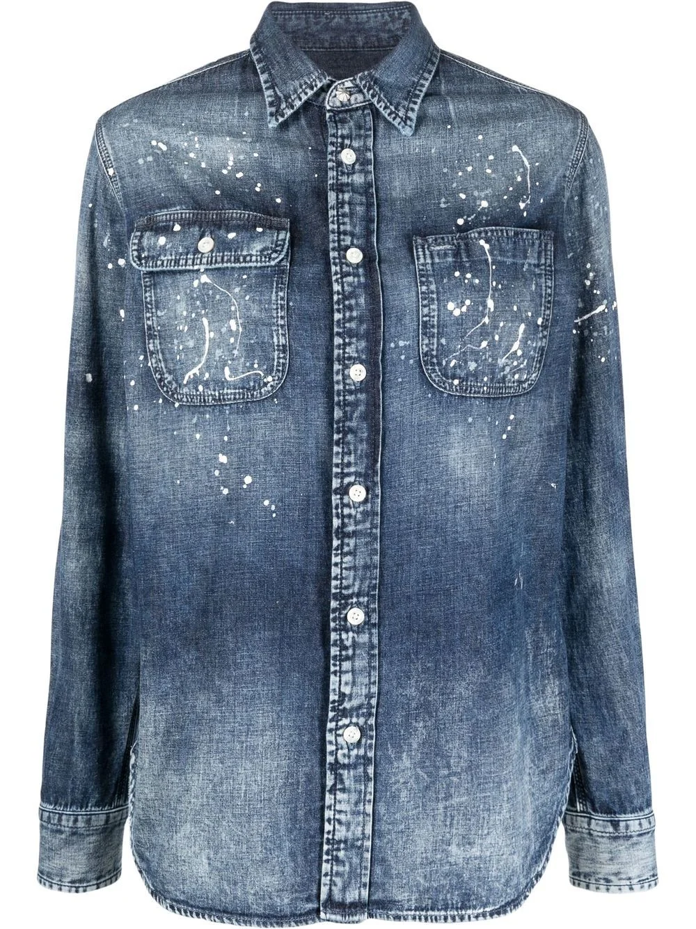 paint-splatter denim shirt - 1