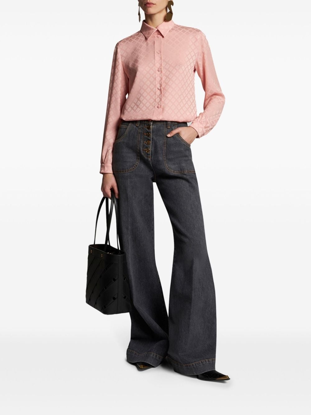 patterned silk-jacquard shirt - 2