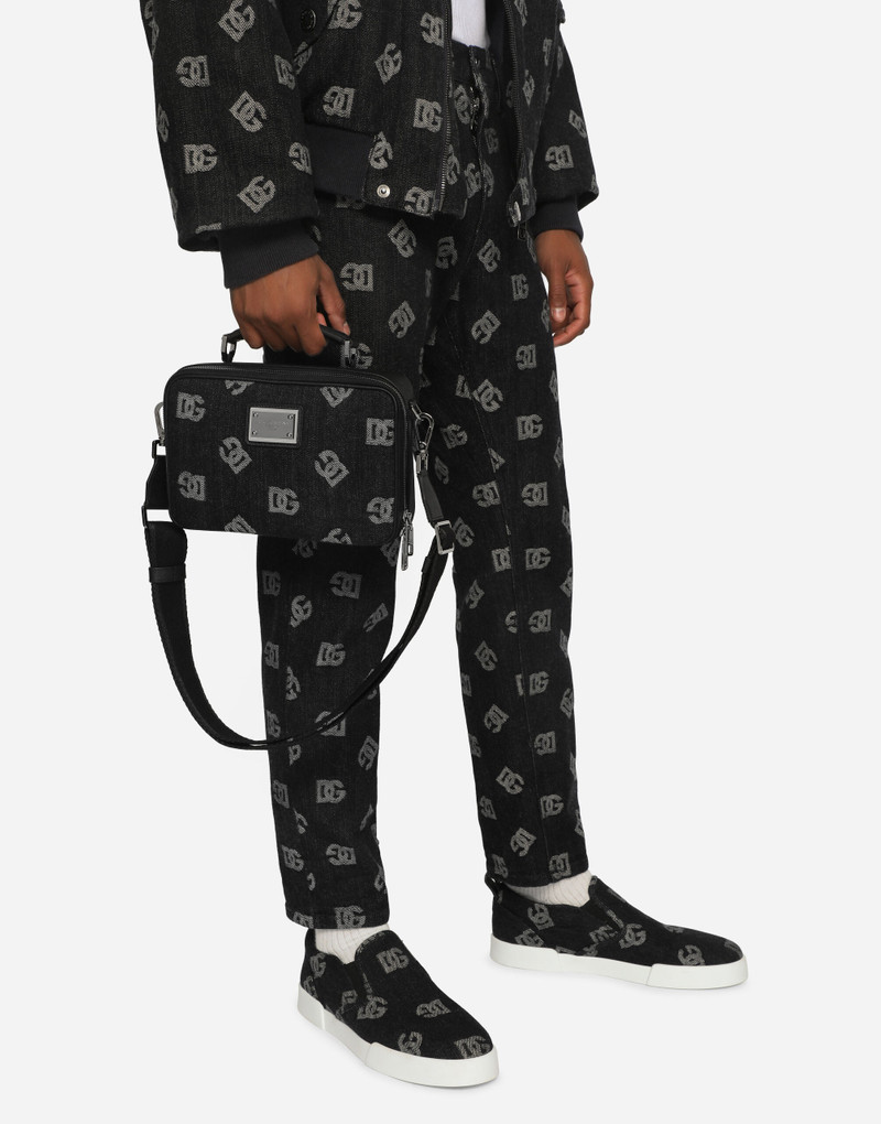 Dolce & Gabbana Calfskin and denim crossbody bag with logo outlook