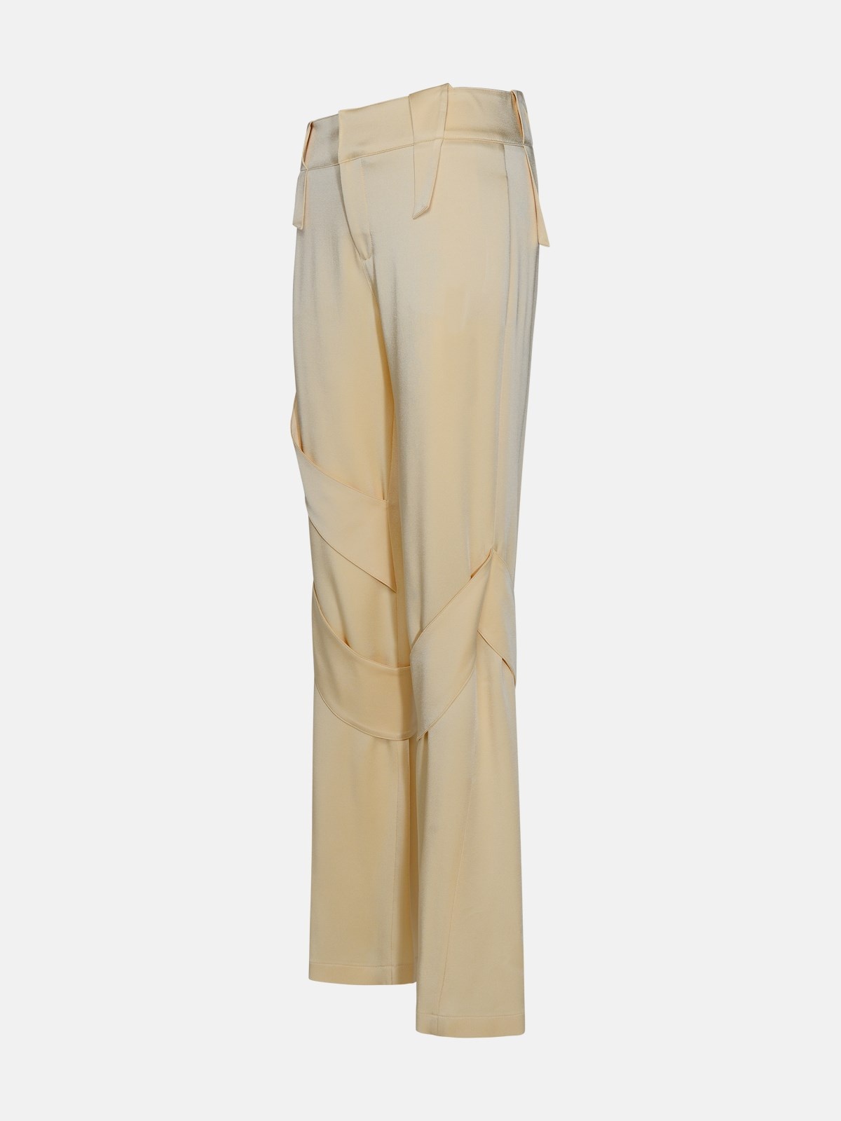 CREAM ACETATE BLEND CARGO PANTS - 2