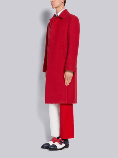 Thom Browne Red Boiled Wool Unconstructed Relaxed Bal Collar Overcoat outlook