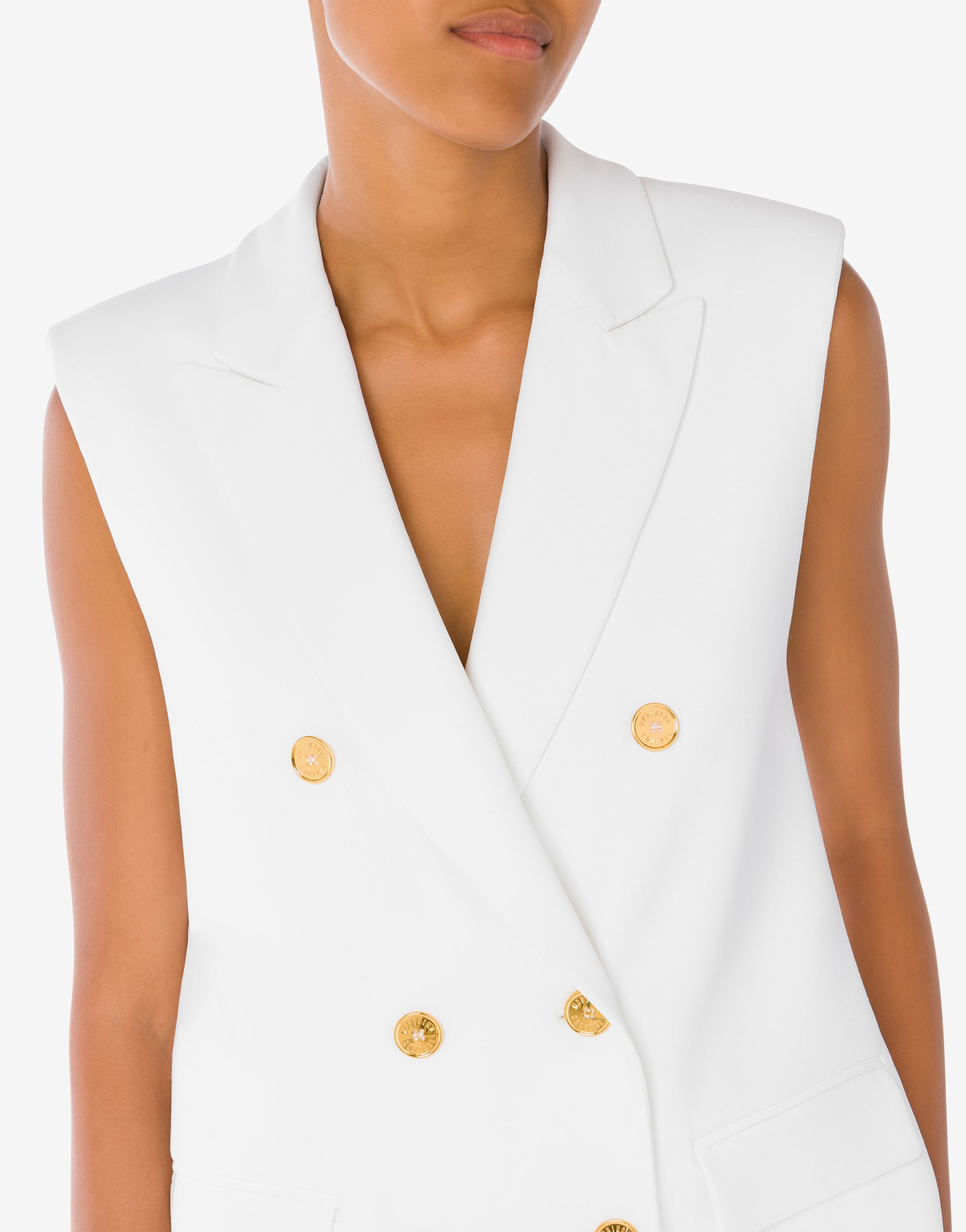 GOLD BUTTONS STRETCH CADY GILET - 4