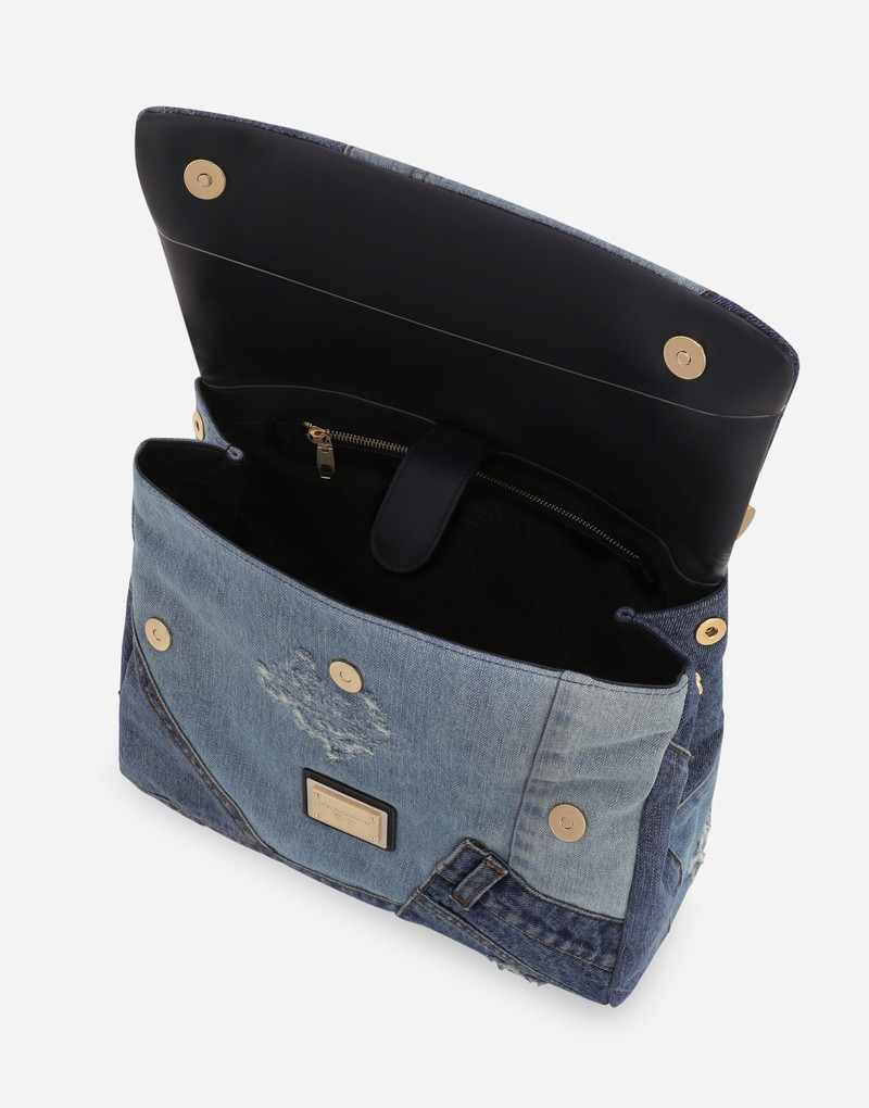 Large patchwork denim Sicily soft bag 4