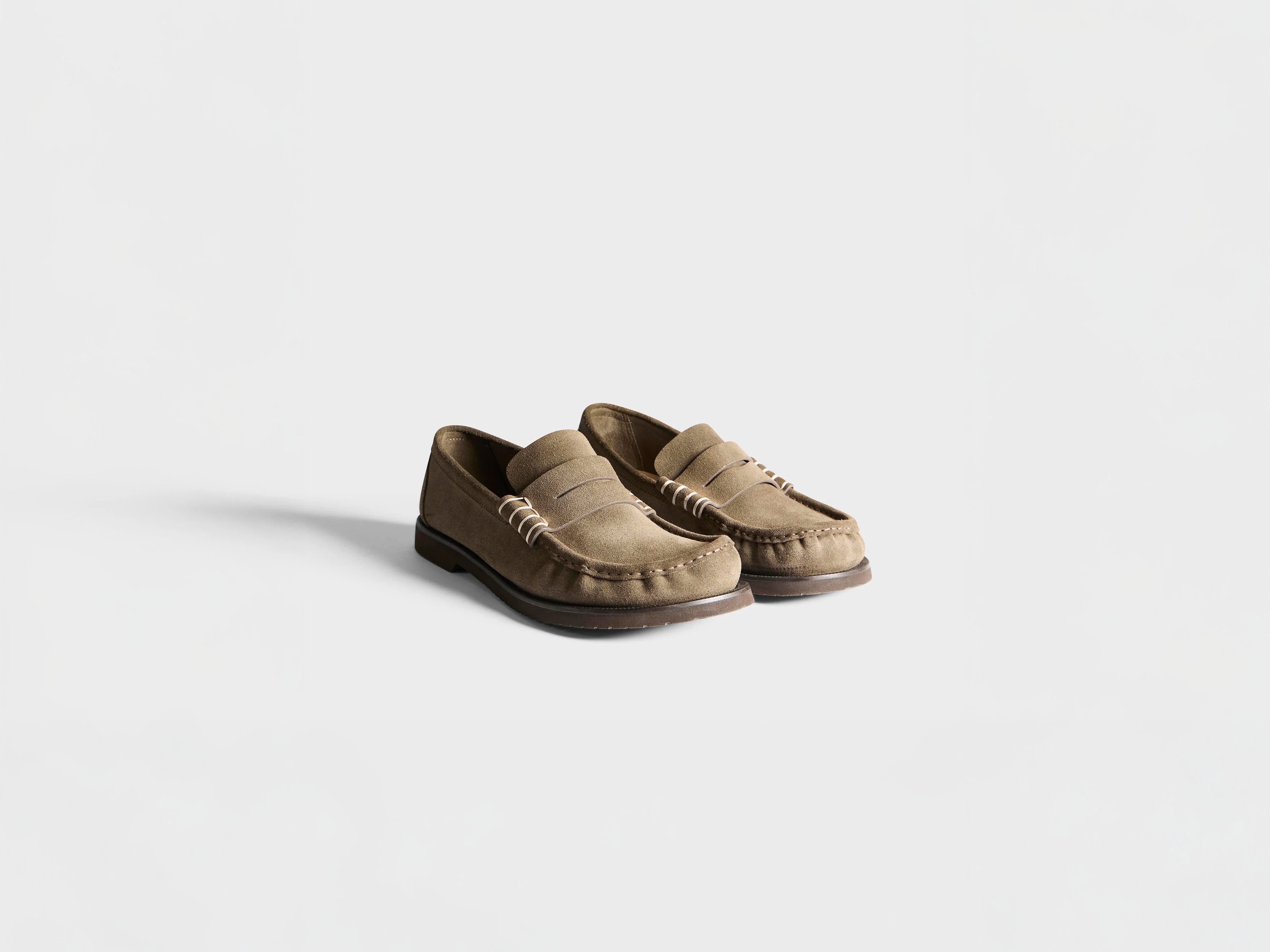 MENS LOAFER MOCASSINS IN DARK TAUPE - 1