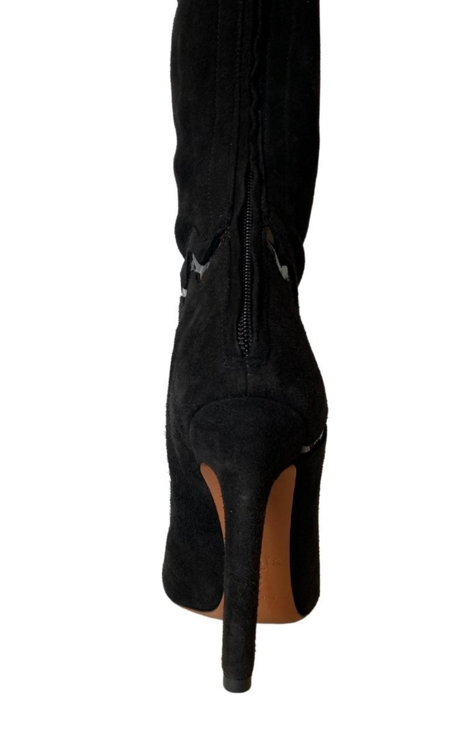 Thigh High Black Leather Studded Boots - 3