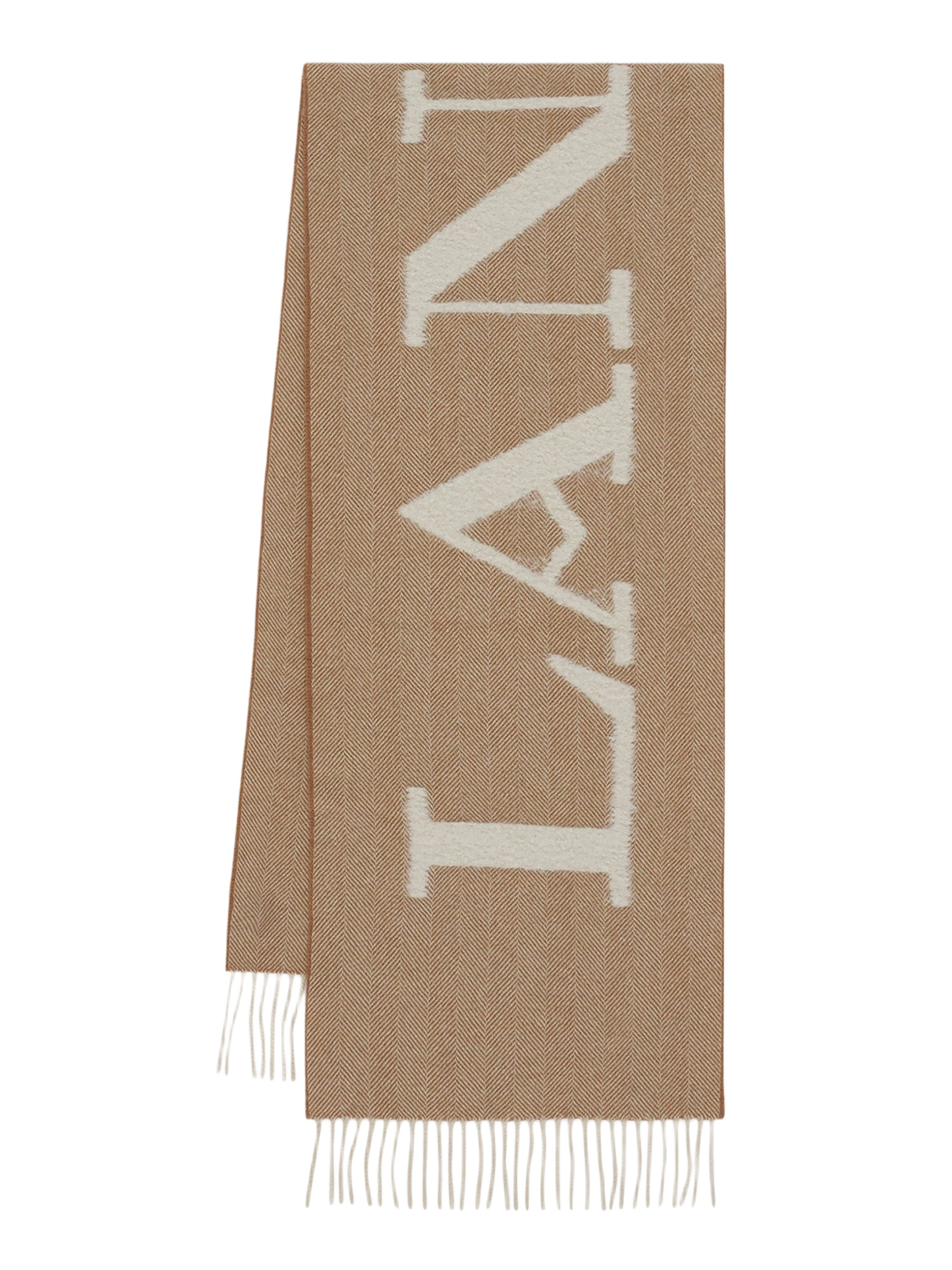 Lanvin Signature Fringed Wool Scarf in Mastic-Ecru at Nordstrom - 1