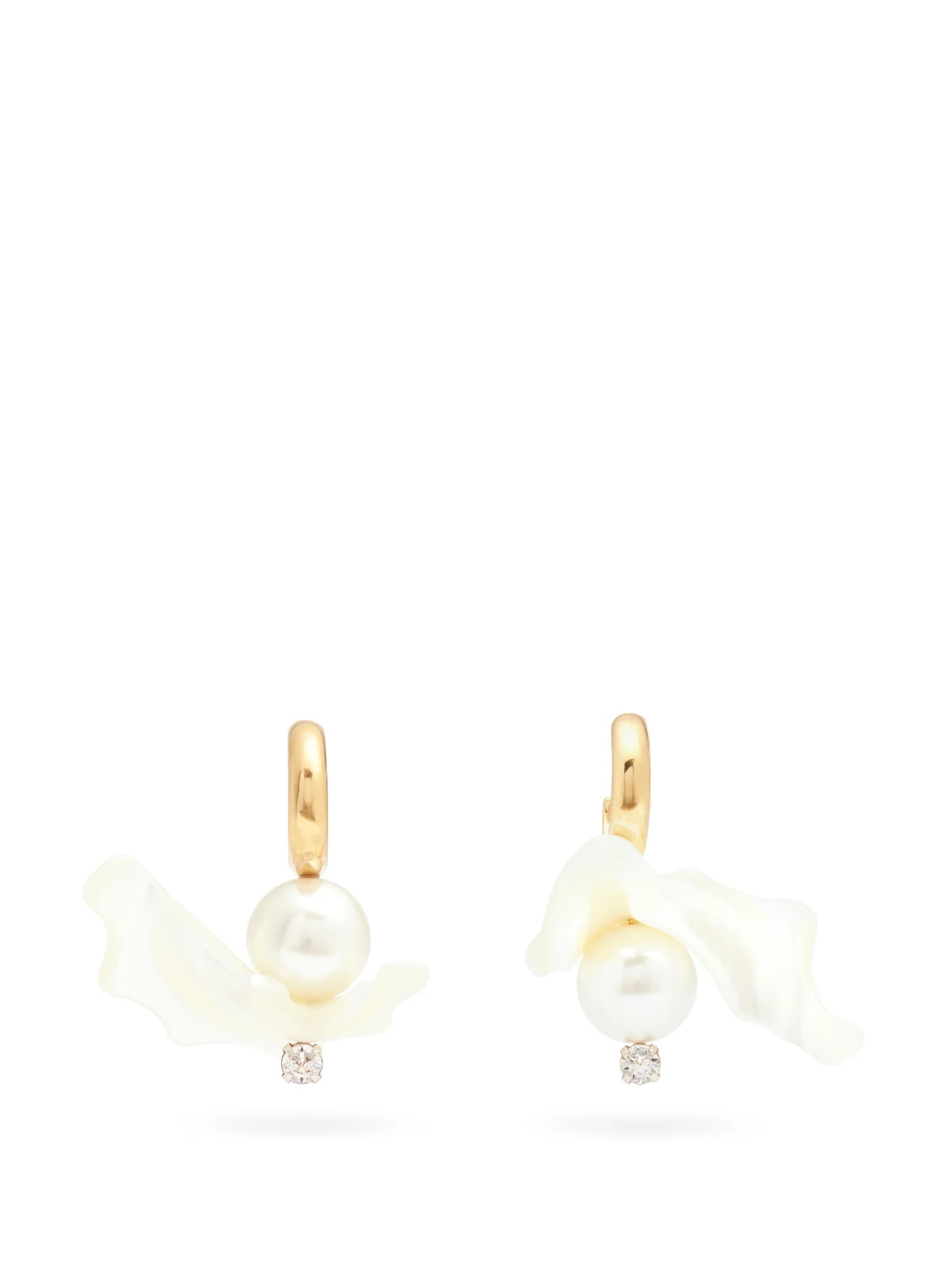 Mismatched studded mother-of-pearl drop earrings - 1