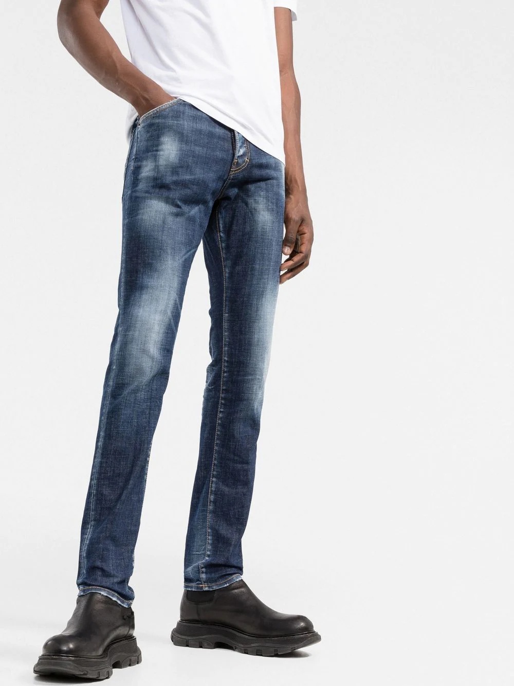 bleached slim-fit jeans - 3