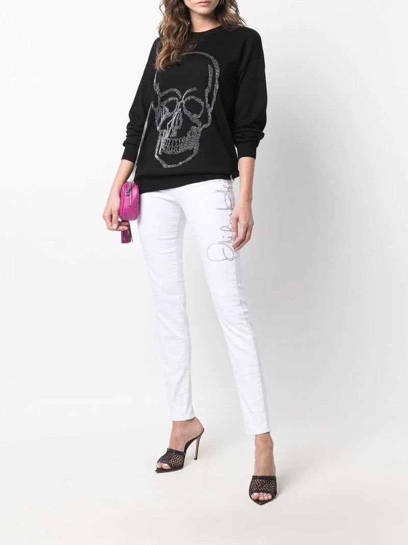 PHILIPP PLEIN logo-print leg jeggings outlook