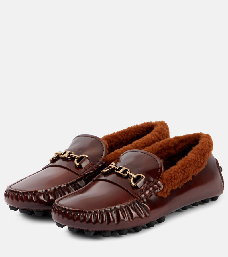 Shearling-trimmed leather loafers 4