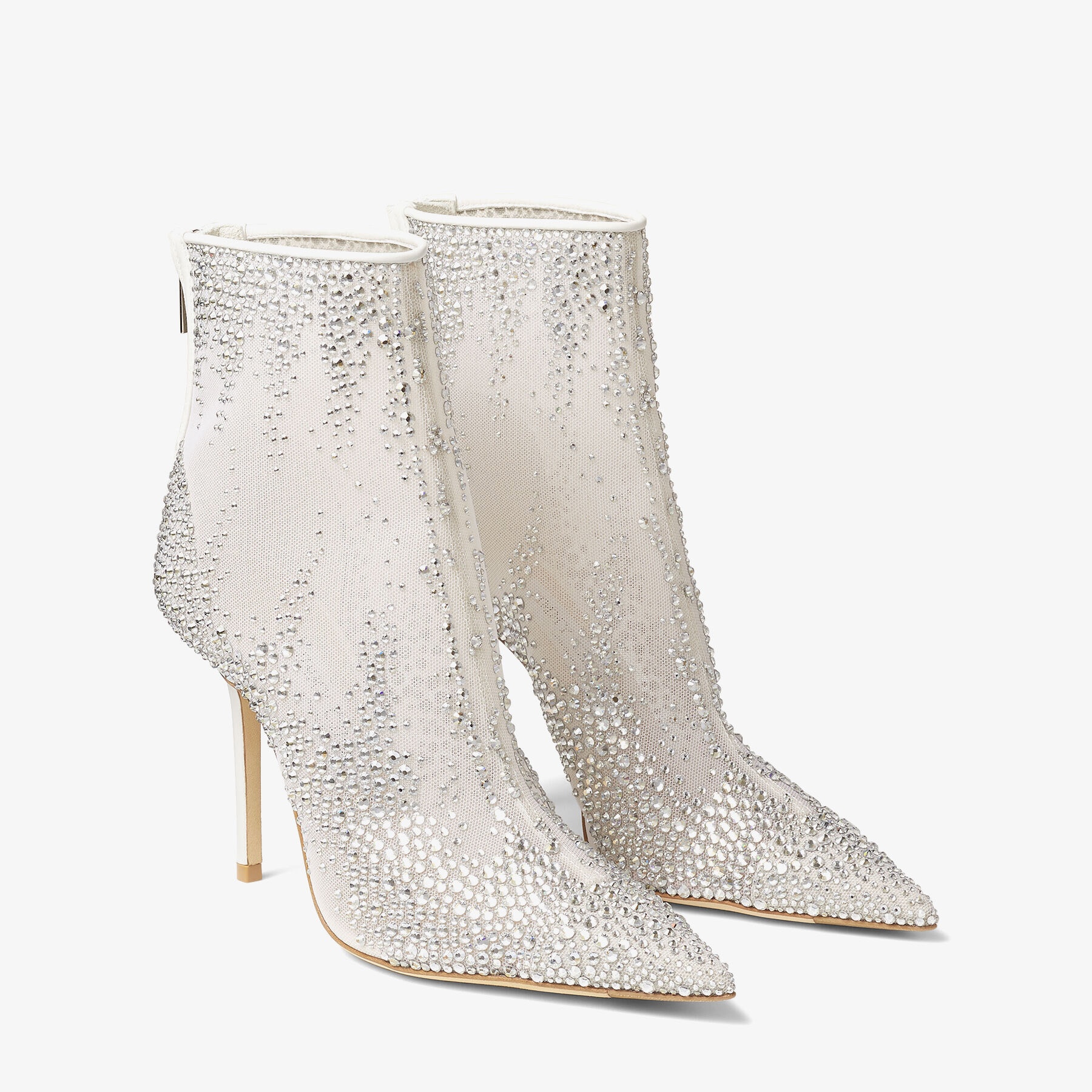 Gardenia 100
White Dégradé Crystal and Mesh Ankle Boots - 3