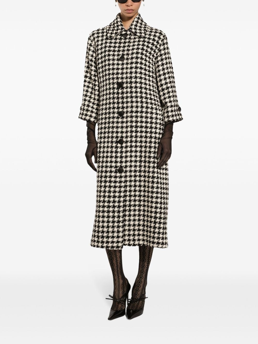 houndstooth trench coat - 2